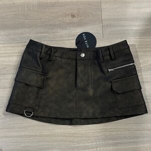 White Fox Boutique Dark Brown Cargo Mini Skirt